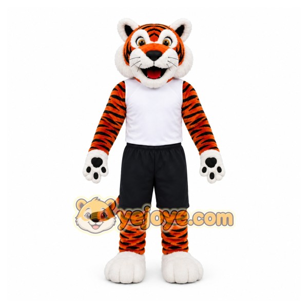Orange Tiger Mascot Costume with Custom Logo