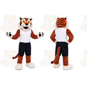 Orange Tiger Mascot Costume with Custom Logo