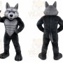Gray Wolf Mascot Costume with Custom Logo