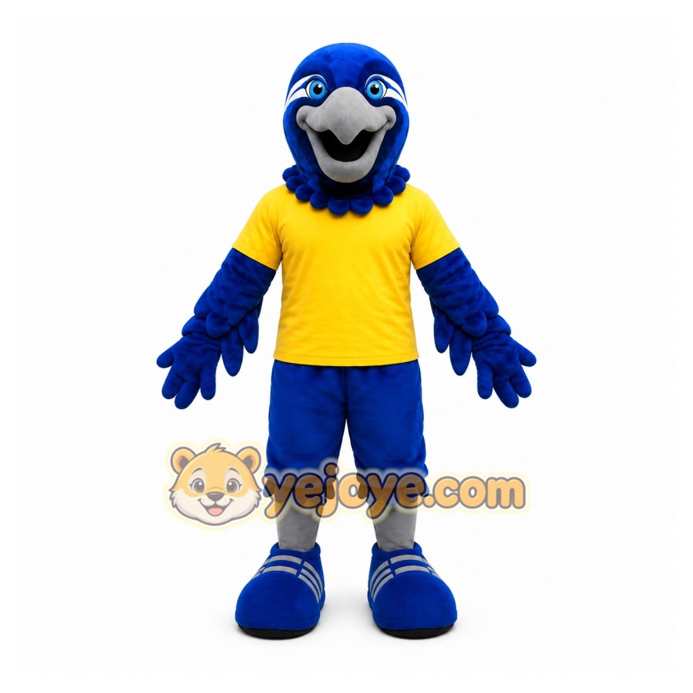 Blue Bird Mascot Costume with Custom Logo
