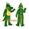 Green Dragon Mascot Costume with Custom Logo