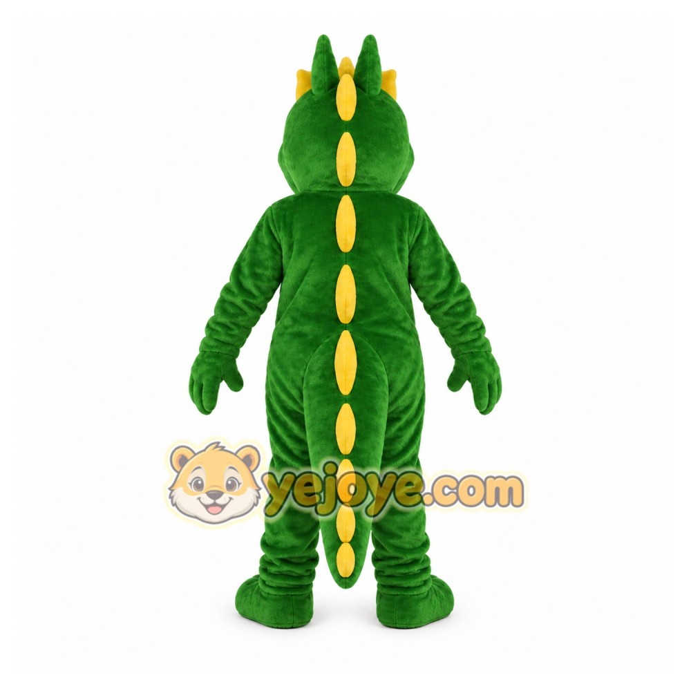 Green Dragon Mascot Costume with Custom Logo