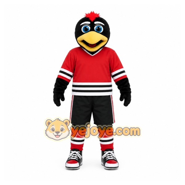 Black Bird Mascot Costume with Custom Logo Black Bird Mascot Costume with Custom Logo