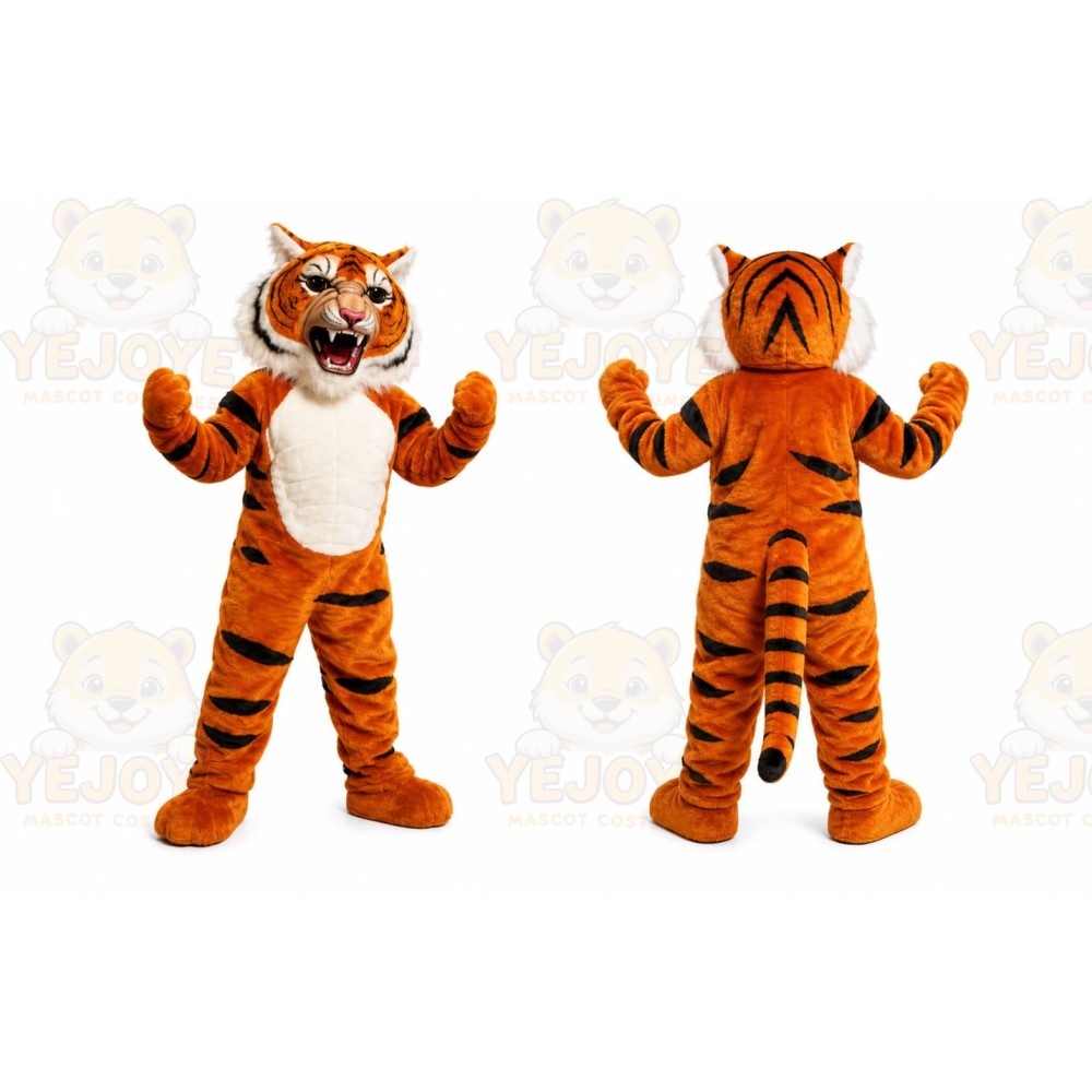 Orange Tiger Mascot Costume with Custom Logo