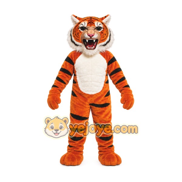 Orange Tiger Mascot Costume with Custom Logo