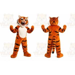 Orange Tiger Mascot Costume with Custom Logo