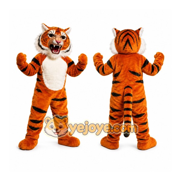Orange Tiger Mascot Costume with Custom Logo