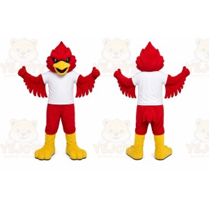 Red Bird Mascot Costume with Custom Logo