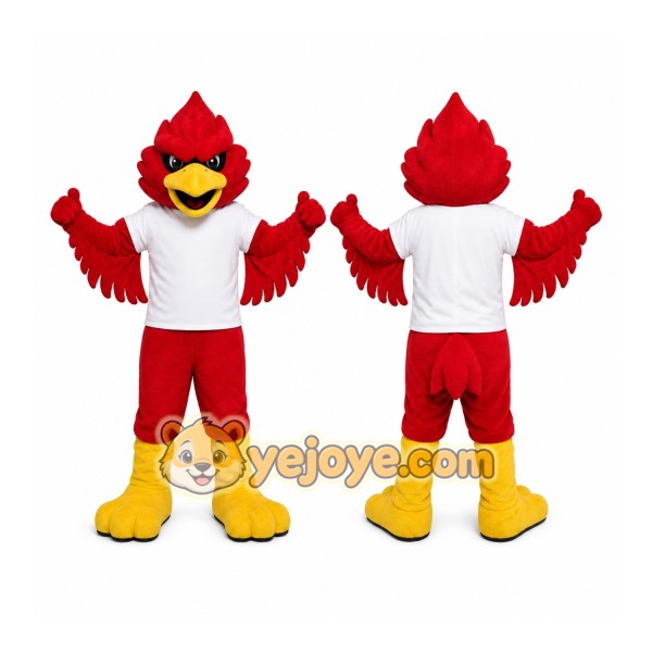 Red Bird Mascot Costume with Custom Logo