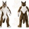 Brown Wolf Mascot Costume with Custom Logo