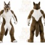 Brown Wolf Mascot Costume with Custom Logo