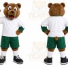 Brown Bear Mascot Costume with Custom Logo