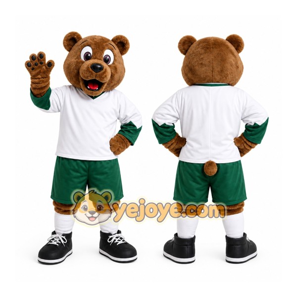 Brown Bear Mascot Costume with Custom Logo