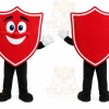 Red Shield Mascot Costume with Custom Logo