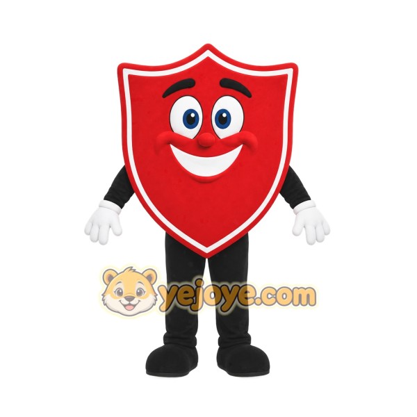 Red Shield Mascot Costume with Custom Logo