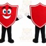 Red Shield Mascot Costume with Custom Logo