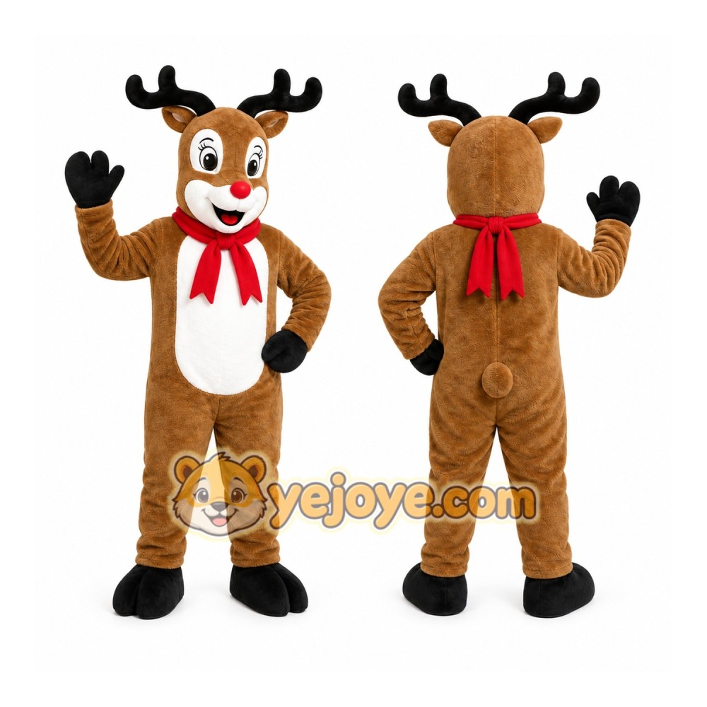 Brown Reindeer Mascot Costume with Custom Logo Brown Reindeer Mascot Costume with Custom Logo
