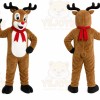 Brown Reindeer Mascot Costume with Custom Logo