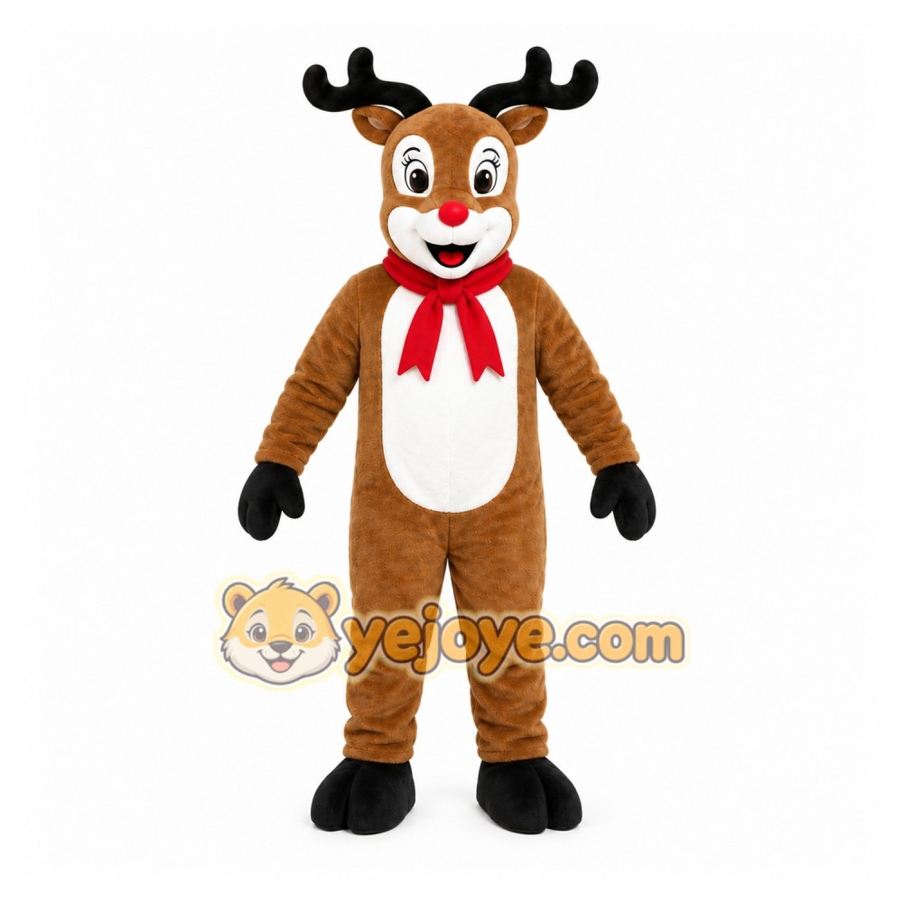 Brown Reindeer Mascot Costume with Custom Logo Brown Reindeer Mascot Costume with Custom Logo
