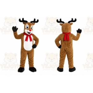 Brown Reindeer Mascot Costume with Custom Logo