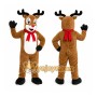 Brown Reindeer Mascot Costume with Custom Logo