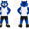 Blue Tiger Mascot Costume with Custom Logo