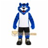 Blue Wildcat Mascot Costume with Custom Logo