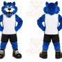 Blue Tiger Mascot Costume with Custom Logo