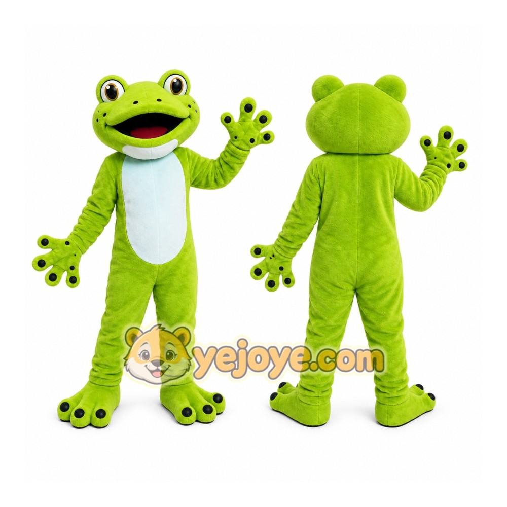 Green Frog Mascot Costume with Custom Logo Green Frog Mascot Costume with Custom Logo