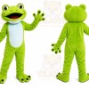 Green Frog Mascot Costume with Custom Logo