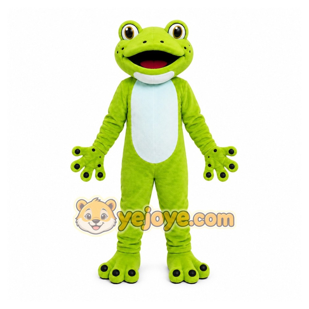 Green Frog Mascot Costume with Custom Logo Green Frog Mascot Costume with Custom Logo