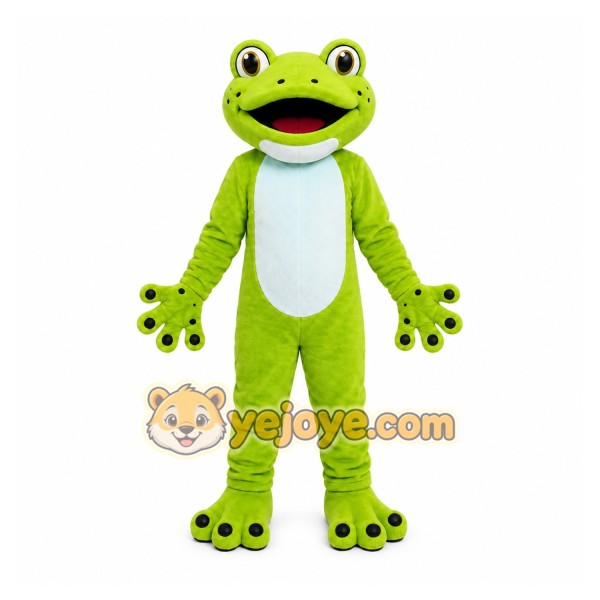 Green Frog Mascot Costume with Custom Logo Green Frog Mascot Costume with Custom Logo