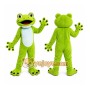 Green Frog Mascot Costume with Custom Logo