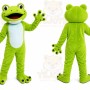 Green Frog Mascot Costume with Custom Logo