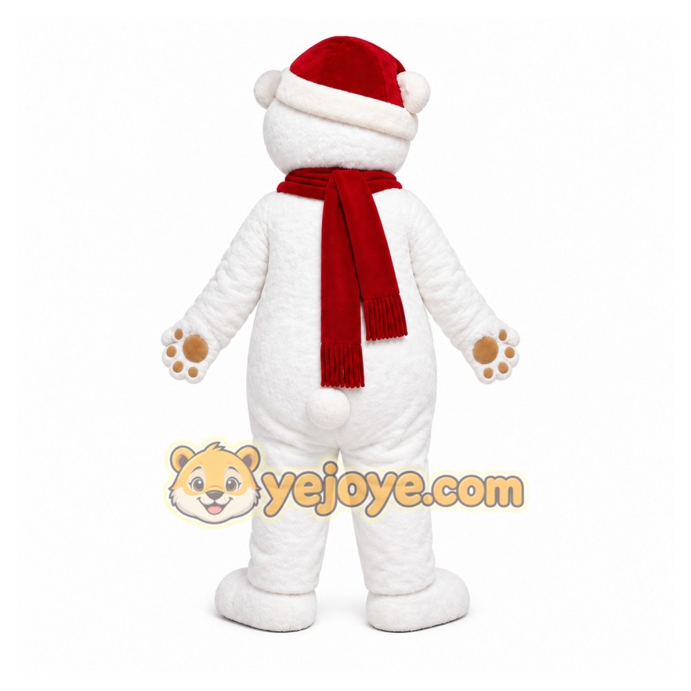 White Bear Mascot Costume with Custom Logo
