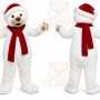 White Bear Mascot Costume with Custom Logo