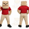 Tan Bulldog Mascot Costume with Custom Logo