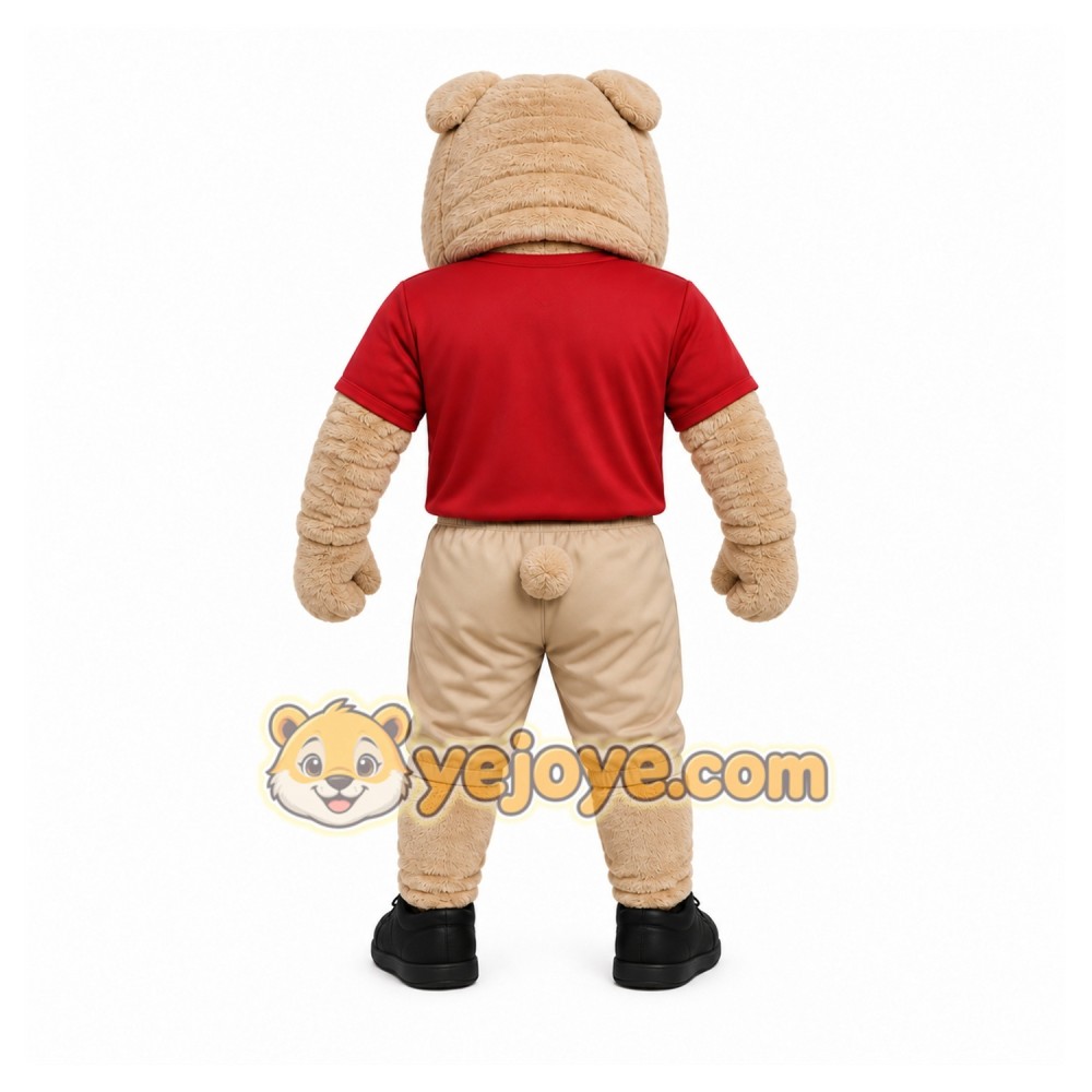 Tan Bulldog Mascot Costume with Custom Logo Tan Bulldog Mascot Costume with Custom Logo