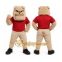 Tan Bulldog Mascot Costume with Custom Logo