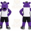Purple Hippo Mascot Costume with Custom Logo