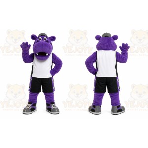 Purple Hippo Mascot Costume with Custom Logo