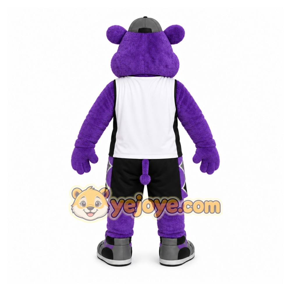Purple Hippo Mascot Costume with Custom Logo