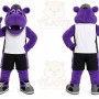 Purple Hippo Mascot Costume with Custom Logo