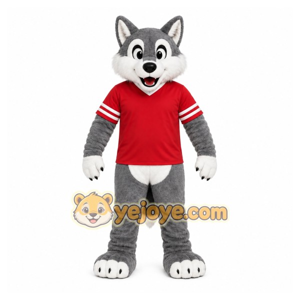 Gray Wolf Mascot Costume with Custom Logo Gray Wolf Mascot Costume with Custom Logo