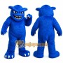 Blue Monster Mascot Costume with Custom Logo