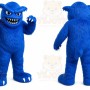 Blue Monster Mascot Costume with Custom Logo