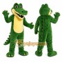 Green Alligator Mascot Costume with Custom Logo