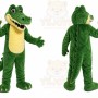 Green Alligator Mascot Costume with Custom Logo