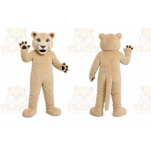 Beige Cougar Mascot Costume with Custom Logo