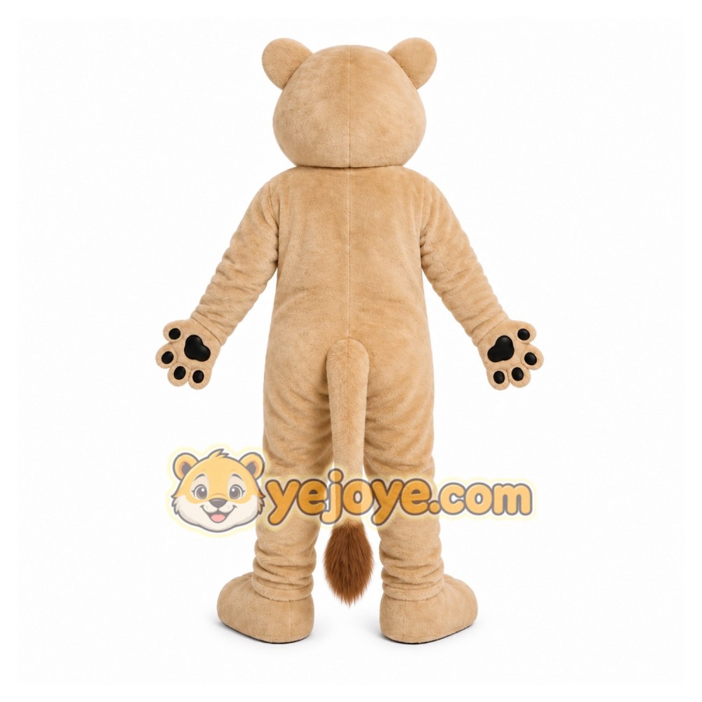 Beige Cougar Mascot Costume with Custom Logo Beige Cougar Mascot Costume with Custom Logo